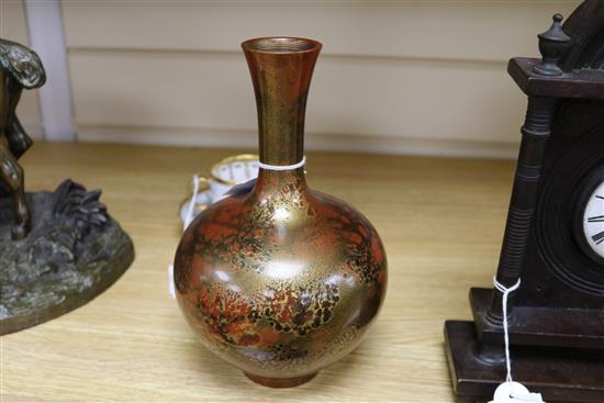 A Japanese patinated bronze bottle vase height 21cm